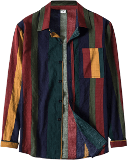 Striped Shirt for Men Vintage Button Up Long Sleeve Casual Dress Shirts Regular Fit Big and Tall Retro Cotton T-Shirts B-red