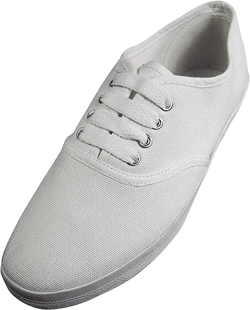 Easy USA - Womens Canvas Lace Up Shoe with Padded Insole 5 White