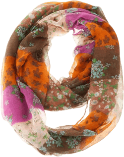 Fashion Floral Infinity Loop Scarf Orange Brown