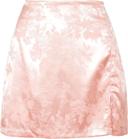 LYANER Women's Elegant Jacquard Side Split Slit Zipper High Waist Mini Short Skirt Small Pink