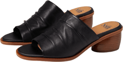 Sofft Chrissie - Heels for Women - Supple Ruched Leather Upper - Round Open Toe - Rounded Stacked Heel