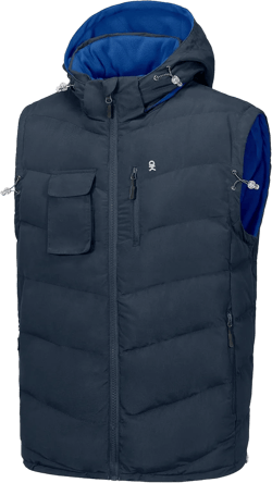 Little Donkey Andy Men's Reversible Fleece Puffy Vest Warm Sleeveless Puffer Jacket with Removable Hood for Golfing Hiking Medium Blue