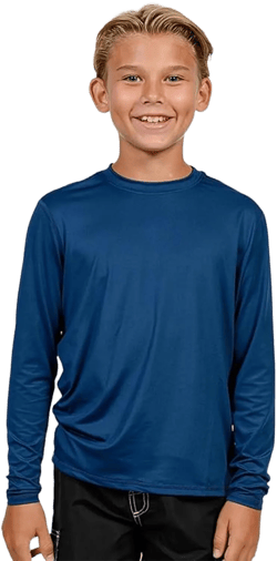 INGEAR Boys' Rash Guard UPF 50+ Swim Shirt, Quick-Dry Lightweight Sun Protection for Swimming, Surfing & Beach, XS-XL Navy X-Small