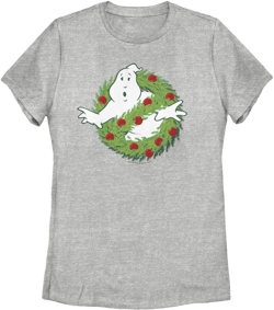 Women's Ghostbusters Christmas Wreath Logo  T-Shirt - Athletic Heather - Large