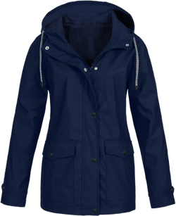 Women's Waterproof Rain Jacket Lightweight Long Hooded Windbreaker Raincoat for Hiking Travel Outdoor 4X-Large C-navy