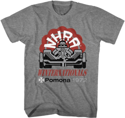 NHRA '72 Winternationals Pomona Adult Graphite Heather Short Sleeve T Shirt Vintage Style Graphic Tees 5X-Large Graphite Heather
