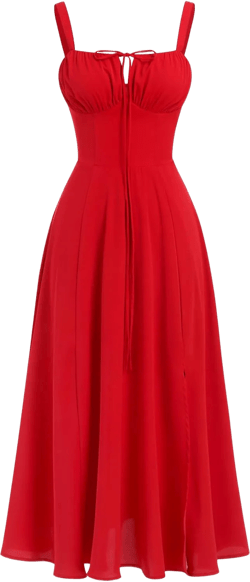 Women Floral Corset Dress Summer Dress 2024 Boho Flowy Slit Lace Up Midi Dresses Going Out A Line Casual Sundress Large Red