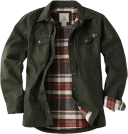 CQR Men's Flannel Lined Shirt Jackets, Long Sleeved Rugged Plaid Cotton Brushed Suede Shirt Jacket