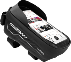 Bike Frame Bag, Waterproof Bicycle Front Top Tube Pouch Pannier Cycling Storage Bags Road Mountain Bike Phone Mount Holder compatible with iPhone 12 11 Pro MAX XS XR X 8 7 Plus Smartphones Below 6.7''