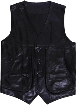 Wjnvfioo Genuine Leather Vest Men's Motorcycle Slim Cowhide Vest Riding Vest Solid Color Sleeveless Jacket 6X-Large Black