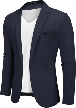 COOFANDY Men's Casual Blazers Sport Coats Slim Fit Cotton Sport Jackets 1 Button Lightweight Suit Jackets XX-Large A- Navy Blue