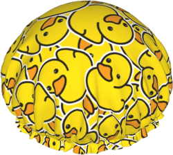 Yellow Rubber Duck Shower Cap For Women Men Reusable Waterproof Bathing Shower Hat For Girls (One Size, Rubber Duck)