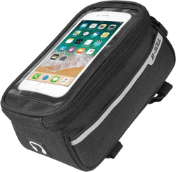 Bicycle Front Tube Bag Cycling Accessories Frame Waterproof Front Bags Cell Mobile Phone Case 6inch Phone Holder Bike (Black)