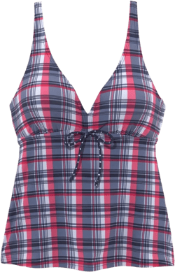 Women's Plaid Tankini Swimsuit Top - LASCANA - Red & Navy Plaid 40B