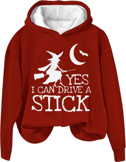 Ghost Sweatshirt Women Funny Halloween Women's Fashion Casual Letter Graphic Tops Comfy Soft Pullover for Women Red-d XX-Large