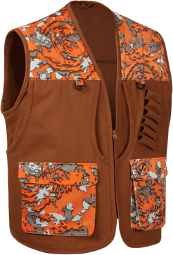 BASSDASH Upland Game Field Water-Resistant Bird Hunting Vest with Multi Pockets Brown/Orange Men Women FV11 X-Large Brown/Flame Camo