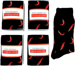 Doodle Beads You're Hot Chili Pepper Gifts for men, Funny Chili Pepper Socks For Men, Novelty Dress Socks For Men Shoe Size: 6-12 Hot Stuff