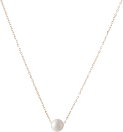 14 Karat Gold Necklace with Floating Pearl