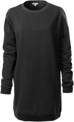 Design by Olivia Women's Casual Oversized Loose Fit Crewneck Long Sleeve Fleece Pullover Sweatshirts Tunic S~3X Large-X-Large Black