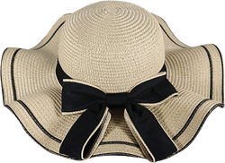 Women's Floppy Sun Straw Hat Folable Wide Brim UV Sun Protection Beach Hat Summer Bow-Knot Hat Travel Accessories