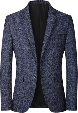 Mens Wool Blend Blazer Jacket Lightweight Herringbone Tweed Blazer Wedding Prom Dinner Two Button Casual Sport Suit Coat 4X-Large B#navy