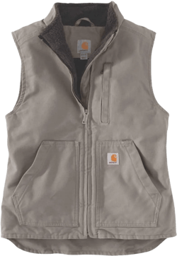 Carhartt Women's Relaxed Fit Washed Duck Sherpa-Lined Mock-Neck Vest Taupe Gray XX-Large Plus