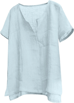 Plus Size Cotton Linen Tops for Men Long Sleeve V Neck Summer Baggy Henley Shirts Casual Loose Beach T-Shirts Unisex D# Light Blue Large