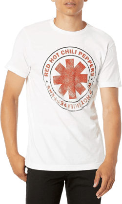 Red Hot Chili Peppers Men's Standard Official Distressed Outlined Logo T-Shirt Small White