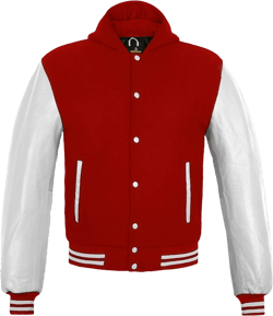 Men's Varsity Jacket Genuine Leather Sleeve and Wool Blend Letterman Boys College Varsity Jackets XS-5XL 4X-Large Red (Hooded)