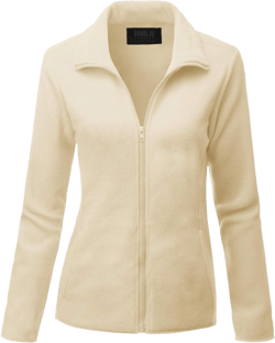 DOUBLJU Soft Polar Fleece Jacket Full Zip Long Sleeve with Side Pocket Casual Basic Lightweight Coat for Women with Plus Size Large Cwoja151_beige