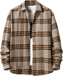 Locachy Men's Casual Cotton Plaid Shirts Long Sleeve Button-Down Flannel Overshirt Jacket Yellow Plaid X-Large