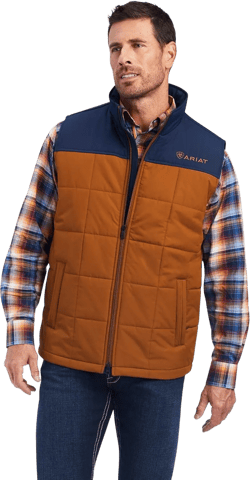 ARIAT Mens Cruis Insulated Vest Athletic Outerwear Casual Comfort Technology - Brown Large Chestnut/Navy