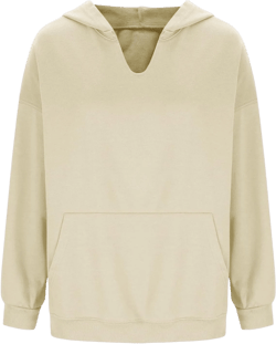 HGps8w Women's Oversized V Neck Hoodies 2025 Casual Fall Pullover Loose Long Sleeve Hooded Sweatshirt Tops 01 Beige Large