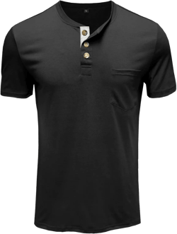 Uposiut Mens Henley Shirts Long/Short Sleeve T Shirt Fashion Casual Basic Plain Cotton Tee Shirts Medium D03 Black
