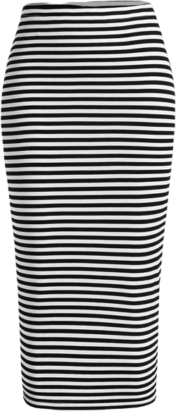 SOLY HUX Women's Plus Size Striped Pencil Skirt High Waisted Split Back Midi Skirts Black and White Striped 2XL
