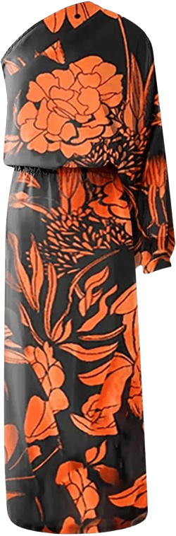 Vestidos Elegantes De Mujer para Fiesta,Womens Fashion 2023 Sexy Off The Shoulder Wedding Guest Dresses Trendy Dressy Floral Printed Maxi Dress Cocktail Prom Homecoming Dresses(6-Orange,Medium)
