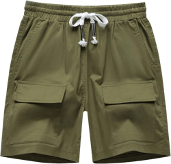 XinYangNi Women's Casual Shorts Elastic Waist Soft Comfy Lightweight Cotton Cargo Shorts Small Army Green