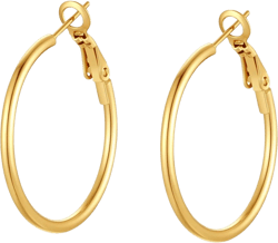 4 Pairs Silver Gold Hoop Earrings for Women | 14K Gold Plated Hoop Earrings Set Hypoallergenic Earring Lightweight Dangle Earrings Set 1 Pair Gold-30mm