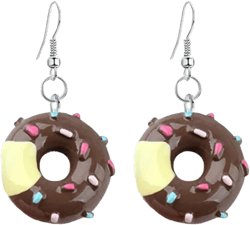 MIGUO STORE Unique Simulation Handmade Mini Donut Earrings Fashion Cartoon Cute Resin Earrings For Women Daily Jewelry (KaHuang Mini Donut Earrings)