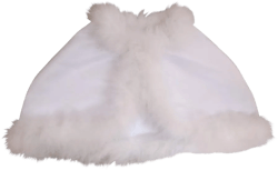 Girls White Satin First Communion Shawl | Feathers Around Rim | Small or Large Small (7-10Y)