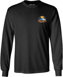 Koloa Surf Mens Polihale Beach Logo Long Sleeve Cotton Tee in Reg, Big and Tall Small Black / Polihale Beach Logo