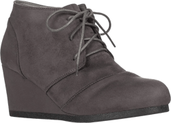 ILLUDE Women's Round Toe Lace Up Wedge Heels Suede Ankle Boots Booties