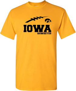 NCAA Football Horizon, Team Color T Shirt, College, University Medium Iowa Hawkeyes Gold