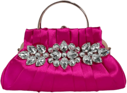 IAMUHI Women Retro Satin Evening Handbag Pleated Rhinestone Clutch Bag Party Wedding Crossbody Shoulder Purse with Chain A-rose Red