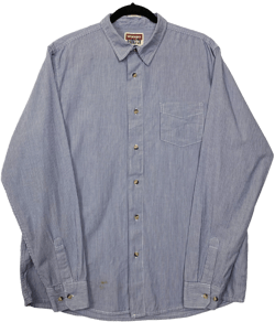 Wrangler Blue Striped 100% Cotton Long Sleeve Dress Shirt Size L