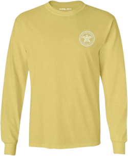 Koloa Surf Mens Tribal Turtle Logo Long Sleeve Cotton Tee in Reg, Big and Tall Large Yellow / White Tribal Turtle Logo