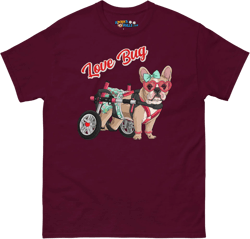 "Love Bug" Female French Bulldog in Donut Skirt Men's Classic Tee | Fawn & White Colored