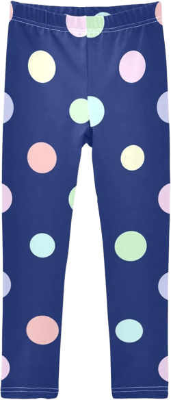 Purple Polka Dots Girls Leggings, Breathable 4t Leggings Toddler Girl Soft Fabric, Stylish Design Rainbow Colorful Polka Dot Blue 10 Years