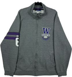 Champion Heritage Washington Huskies Grey Full Zip Cotton Sweater Size XL