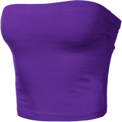 Women's Shapewear Tube Tops Strapless Ruched Built-in Shelf Bra Casual Large 014-purple-2